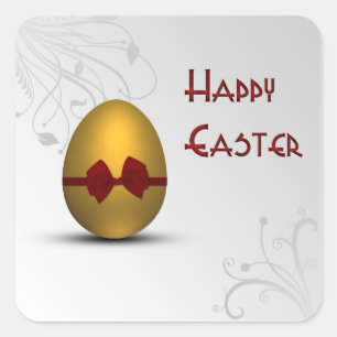 Golden paaseieren met boomgrilpatroon vierkante sticker