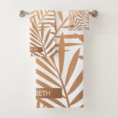 Golden Palm Tree Leaf Pattern Bad Handdoek (Insitu)