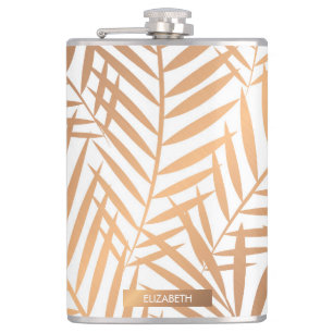 Golden Palm Tree Leaf Pattern Heupfles