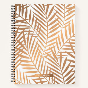 Golden Palm Tree Leaf Pattern Notitieboek