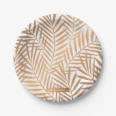 Golden Palm Tree Leaf Pattern Papieren Bordje (Voorkant)