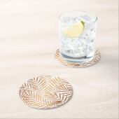 Golden Palm Tree Leaf Pattern Ronde Kartonnen Onderzetter (Insitu)
