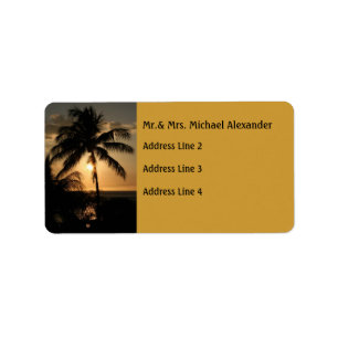 Golden Palm Tree Sunset Etiket