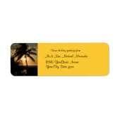 Golden Palm Tree Zonsondergang Vakantie Etiket (Voorkant)