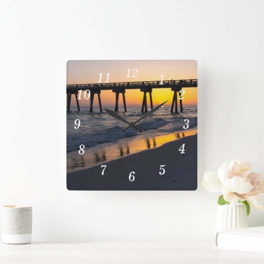 Golden Panama City Beach Sunset Réflexions Horloge (Maison)