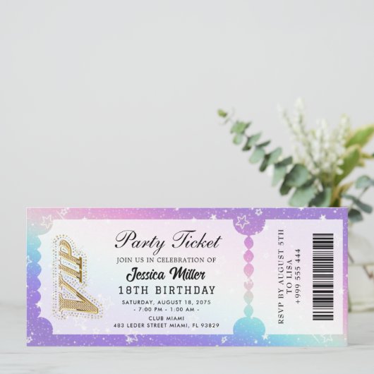 Golden Party Ticket Invitation (Debout devant)