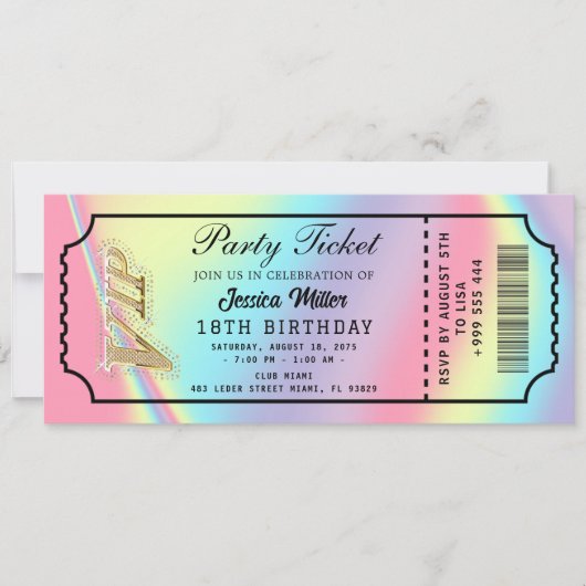 Golden Party Ticket Invitation (Devant)