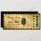 Golden Party Ticket Invitation (Devant / Derrière)