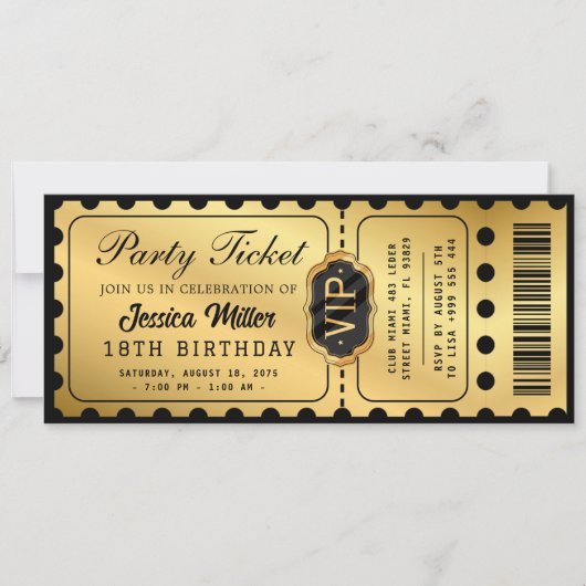 Golden Party Ticket Invitation (Devant)