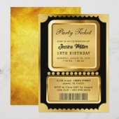 Golden Party Ticket Invitation (Devant / Derrière)