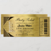 Golden Party Ticket Invitation (Devant / Derrière)