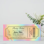 Golden Party Ticket Invitation Kaart (Staand voorkant)