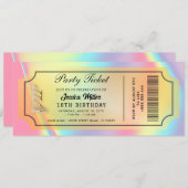 Golden Party Ticket Invitation Kaart (Voorkant / Achterkant)