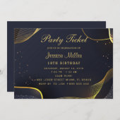 Golden Party Ticket Invitation Kaart (Voorkant / Achterkant)