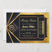 Golden Party Ticket Invitation Kaart (Voorkant)