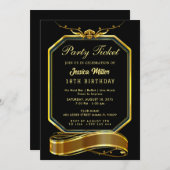 Golden Party Ticket Invitation Kaart (Voorkant / Achterkant)