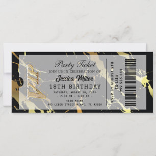 Golden Party Ticket Invitation Kaart