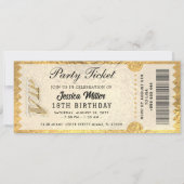 Golden Party Ticket Invitation Kaart (Voorkant)