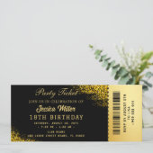 Golden Party Ticket Invitation Kaart (Staand voorkant)