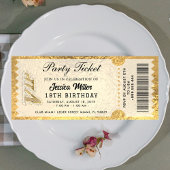 Golden Party Ticket Invitation Kaart