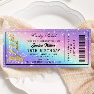 Golden Party Ticket Invitation Kaart