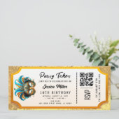 Golden Party Ticket Invitation Kaart (Staand voorkant)