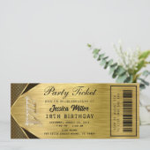 Golden Party Ticket Invitation Kaart (Staand voorkant)