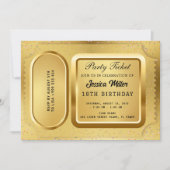Golden Party Ticket Invitation Kaart (Voorkant)