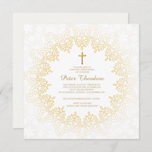 Golden Pattern Invitation Kaart (Voorkant / Achterkant)
