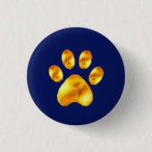 Golden Paw op blauw Ronde Button 3,2 Cm (Voorkant)