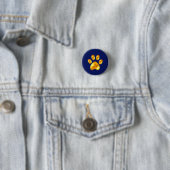 Golden Paw op blauw Ronde Button 3,2 Cm (In situ)