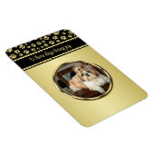 Golden Paw Prints on Black with Custom Name Magneet (Rechterzijde)