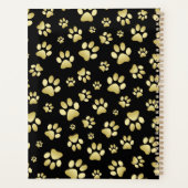 Golden Paw Prints on Black with Custom Name Planner (Achterkant)
