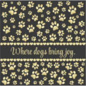 Golden Paw Prints on Black with Custom Name Sticker (Voorkant)