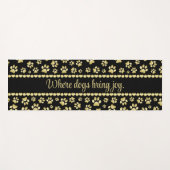 Golden Paw Prints on Black with Custom Name Yogamat (Voorkant (horizontaal))