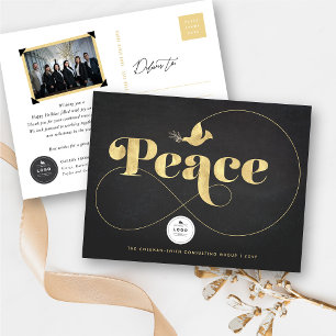 Golden Peace and Dove Stylish Typography Business Feestdagenkaart