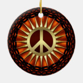 Golden Peace Sunshine Ceramic Ornament (Achterkant)