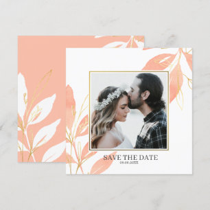 Golden Peach Waterverf Floral Save the Date Kaart