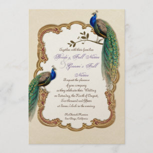 Golden Peacock & Calligrafiefirls Uitnodiging
