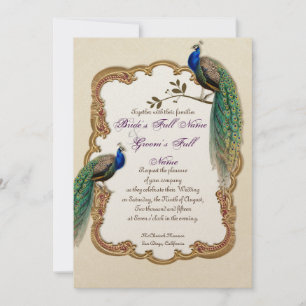 Golden Peacock & Calligrafiefirls Uitnodiging