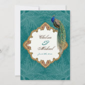 Golden Peacock & Calligrafiefirls Uitnodiging (Achterkant)