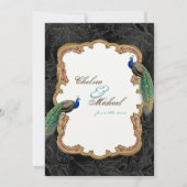 Golden Peacock & Calligraphy Swirls Invitation (Dos)