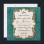 Golden Peacock & Calligraphy Swirls Invitation<br><div class="desc">Cette invitation élégante et sophistiquée a un charme vintage riche et élégant. Créé avec une sélection d'éléments d'art Vintages qui ont été compilés dans un nouveau design par Audrey Jeanne Roberts. Les tourbillons de calligraphie pénicérienne donnent une qualité belle et intemporelle à cet arrière - plan délicat. Une paire de...</div>