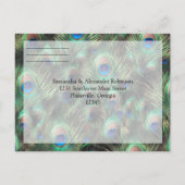 Golden Peacock Feather RSVP Reageer Uitnodiging Briefkaart (Achterkant)