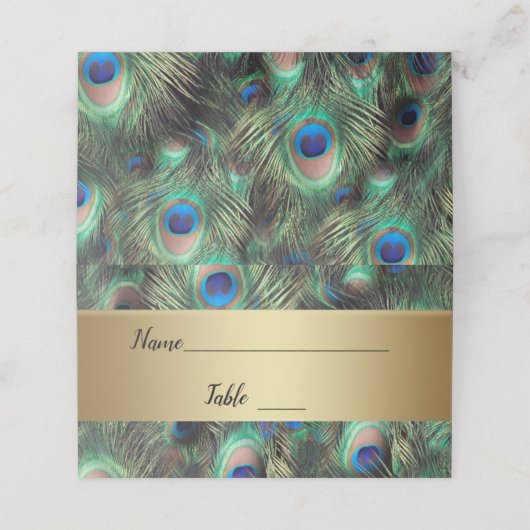 Golden Peacock Feather Wedding (Buitenkant ongevouwen)