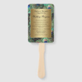 Golden Peacock Feather Wedding Programme Handwaaier (Voorkant)