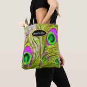 Golden Peacock Feathers All-Over-Print Canvas tas (Dichtbij)