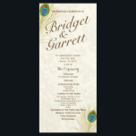 Golden Peacock Feathers Programme de mariage<br><div class="desc">Élégant modèle en plumes de paon doré imprimé carte de mariage programmes de mariage avec texte brun.</div>