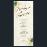 Golden Peacock Feathers Programme de mariage<br><div class="desc">Élégant modèle en plumes de paon doré imprimé carte de mariage programmes de mariage avec texte brun.</div>