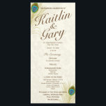Golden Peacock Feathers Programme de mariage<br><div class="desc">Élégant modèle en plumes de paon doré imprimé carte de mariage programmes de mariage avec texte brun.</div>